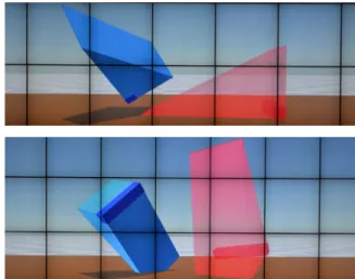 Figure 8: Relative positions of the manipulated wedge and its as- as-sociated target in Floor condition (top) and Midair condition  (bot-tom) for experiment 2.