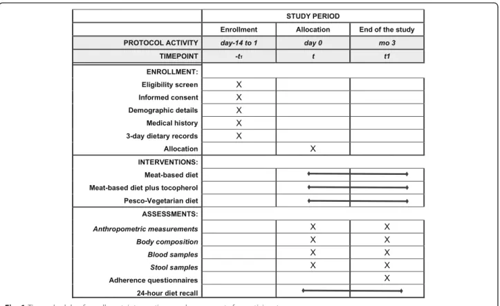 Fig. 1 Time schedule of enrollment, interventions, and assessments for participants