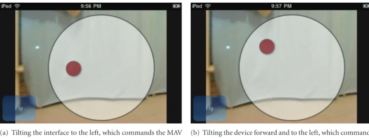 Figure 6: Interface feedback as a result of the operator performing a tilt gesture with the device.