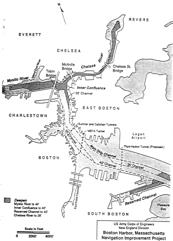 Figure 1-2:  Boston  Harbor Navigation  Improvement  Project Area (USACE  &amp; Massport  1988)