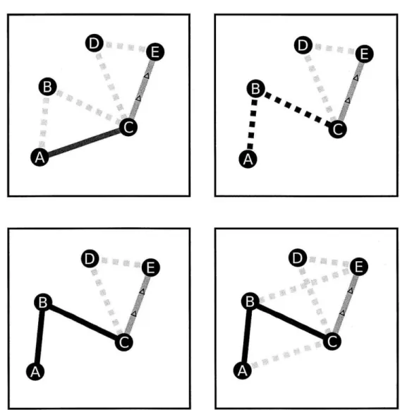 Figure  6.2:  The  path  maintenace  process.  In  this  situation,  as  before,  green lines  represent  active  paths