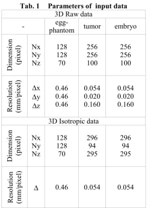 Tab. 1   Parameters of  input data  3D Raw data 