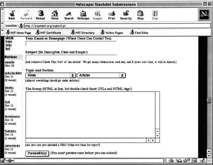 Figure 1. Screen shot of user interface for the submissions bin.