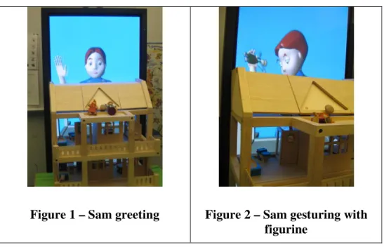 Figure 1 – Sam greeting  Figure 2 – Sam gesturing with  figurine 