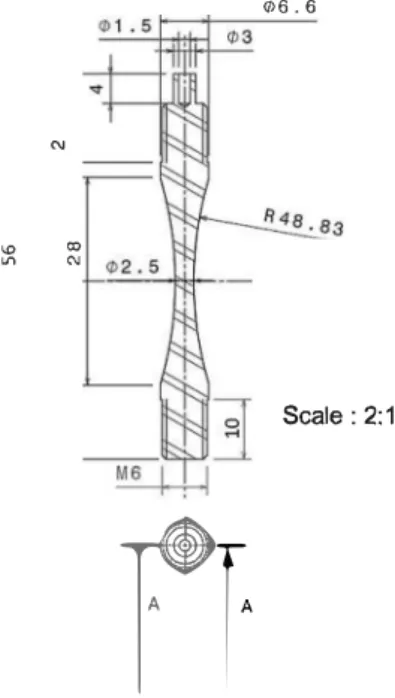 Fig.  1.  Fatigue sample geometry (NF EN ISO 11782-1). 