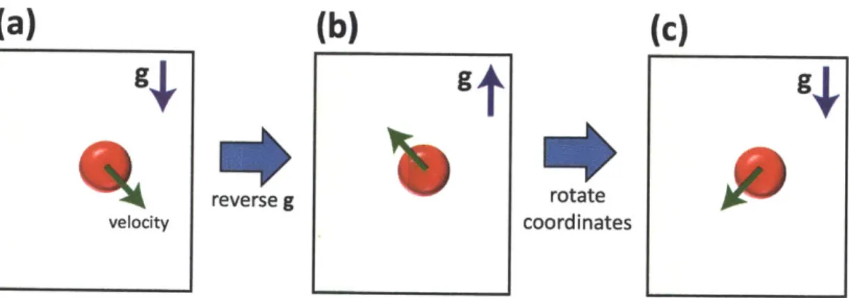 Fig. 2.3:  Reversibility implies that a sphere sedimenting near a wall experiences no  lift force