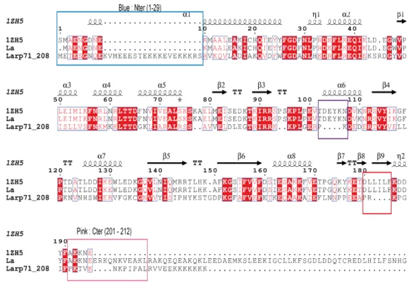 Figure  1-11.    Sequence  alignment  of  La  protein  and  LARP7  N-terminal  domain  1-208