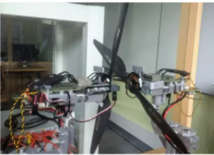 Fig. 2. Coaxial test bench at DCAS (Department of Aerospace Vehicles Design and Control, ISAE-SUPAERO).