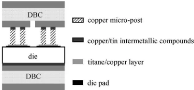Fig. 1. Schematic of the proposed die interconnection using micro-posts.