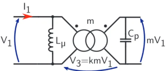 Fig. 6: Low frequency electrical model of a two winding transformer when V 3 is known as a function of V 1 .