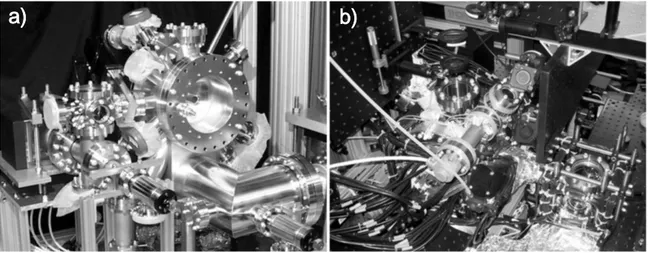 Figure 3-1: BEC-III apparatus. a) The vacuum chamber in August 2000 with all of the windows and the re-entrant bucket ports mounted on it