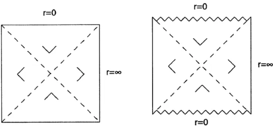 Figure  4:  Conformal  diagrams  for  AdS  and  hyperbolic  Schwarzschild  AdS spacetimes  (each  point  corresponds  to  a  2-hyperboloid)