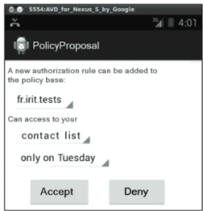 Fig. 5. Example of a policy proposal interaction