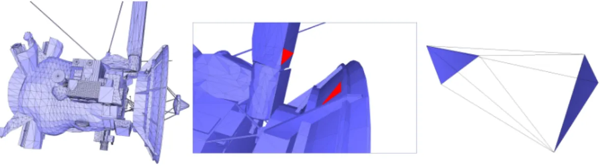 Fig. 7. 3D convex hull on Cassini 3D model, courtesy of nasa3d.arc.nasa.gov. Left: input surface triangle mesh