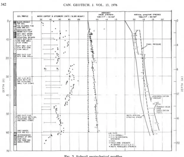 FIG.  2. Subsoil geotechnical profiles. 