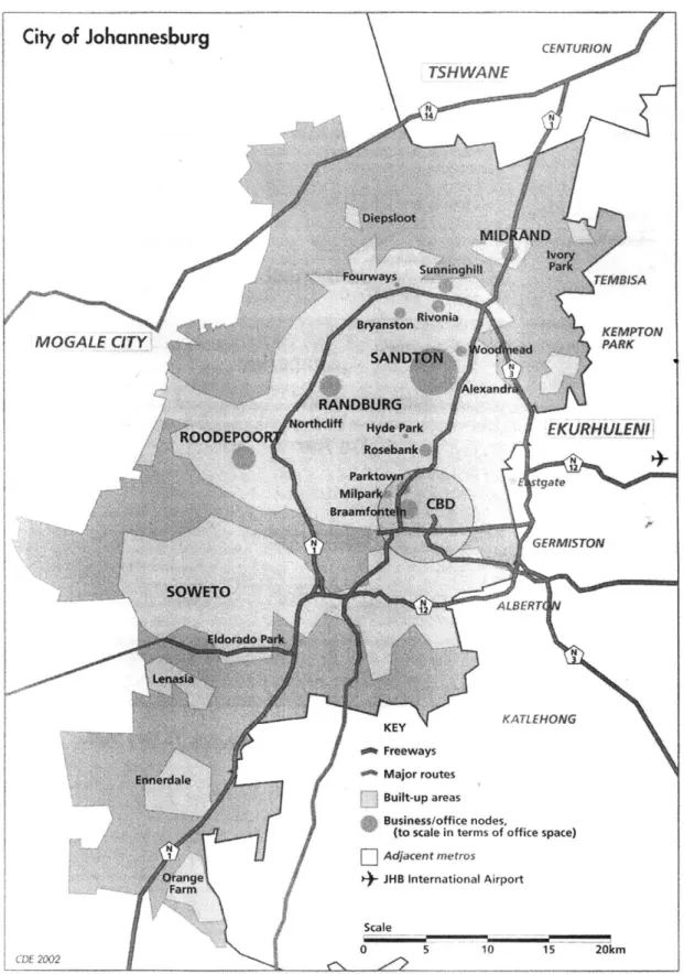 Figure 1.2:  Map of Johannesburg