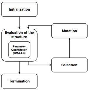 Fig. 1. Schematic representation of the nested evolution algorithm. The initialization corresponds to the creation of different random individuals