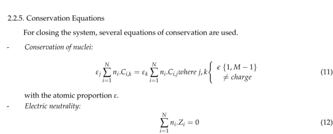 Table 1. Conservation coefficients.