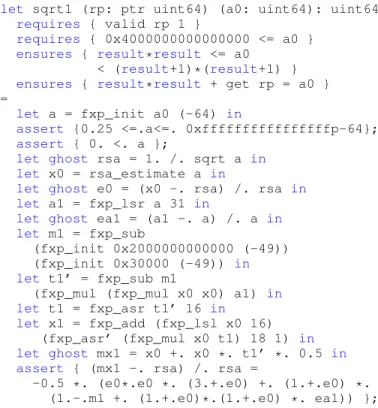 Fig. 2. The WhyML function up to the assertion on the first Newton iteration.