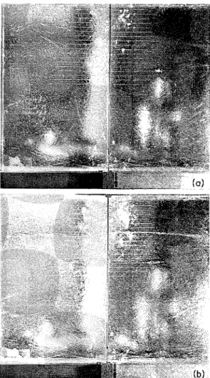 FIG.  6 .   Cracking  activity;  test  E-6, indentor  width  75  rnrn:  ( a )   yield,  1.77  rnrn  indentation  and  ( b )   plastic  deformation, 7.80 rnm  indentation