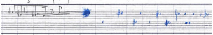 Figure 8: P1 wrote pitches and rhythm before using the pro- pro-portional notation on the interactive paper