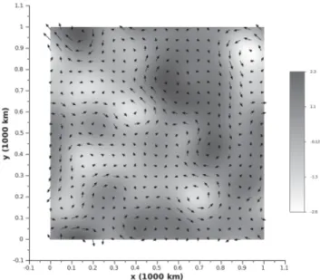 Figure 1. Stream function used to create the displacement field. The arrows indicate the direction and the intensity of the associated displacement.
