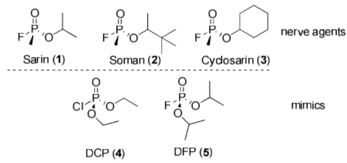 Figure 1. Nerve agents and their mimics often used as less toxic substitutes 