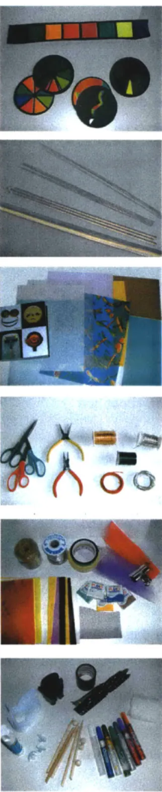 Figure 5.12:  The materials  used for the  CodaChrome workshop (above  and left)