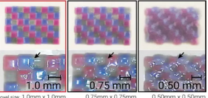 Figure 17. Deactivation results with different projected voxel  sizes onto a 1mm physical voxel grid