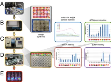 Fig. 2. Modular design for the synthesis, characterization, and screening of a library of core-shell nanoparticles