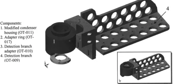 Figure  2.3.  Condenser  housing modification  and detection  branch (exploded  view)