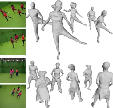 Figure 5. (left) Mean completeness comparison between [13] and our reconstructions on 10 frames of the synthetic sequence, (right) Min and max values of completeness on 20 frames of the synthetic sequence, time window T = 7, iterations = 3.
