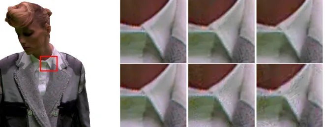 Figure 2: Visualization and surface close-up of our appearance compression scheme: Top: mesh texture