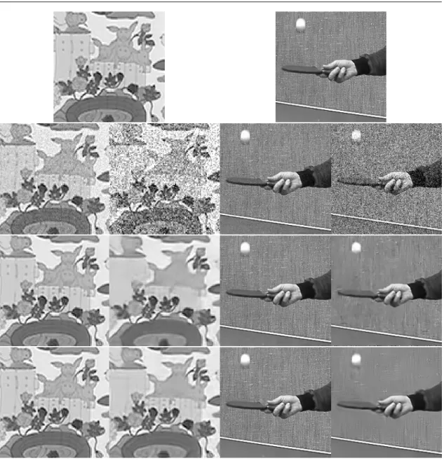 Fig. 7: Details of the results obtained for the grayscale versions of mobile and tennis