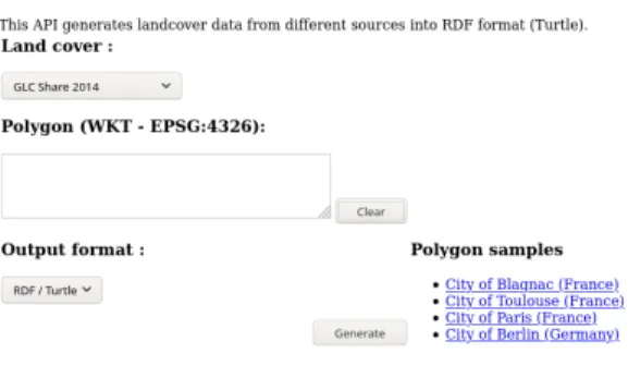 Fig. 3. Web user interface for generating the RDF graph from a polygon.