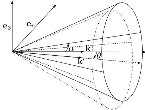 Fig. 5. Geometry when the detection region is a hyper-cone.