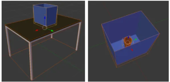 Fig. 3: The allocentric relations isOnT op and isIn are computed based on simple and efficient bounding boxes test.