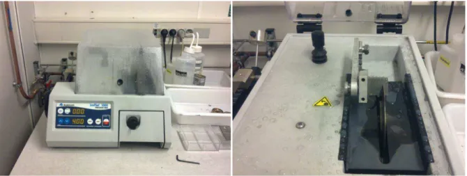 Figure 2.17: Cutting machine with the disc shaped blade - IsoMet 1000 Precision Saw (Buehler)