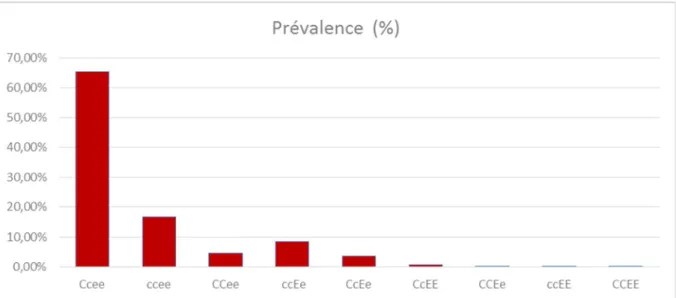 Figure 14 : La prévalence des phénotypes RH dans la population étudiée. 