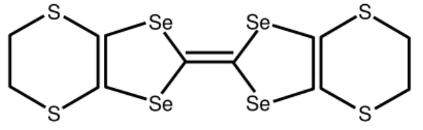 Fig. 1. BETS molecule. One of two Se (at random) in each inner five-membered ring is enriched by NMR active 77 Se to nearly 100 %.