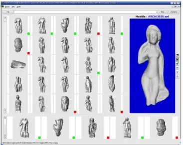 Fig. 3 User friendly interface: on the left part, 3D models  ranked by their classification rate, from top to bottom, 