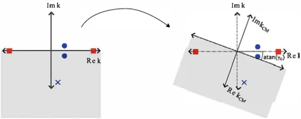 Fig. 6.  Diagram displaying  a complex mapping  ç,(X) for a real rrequency  w,  such chat arg(w) = o, in the complex plane or the wave-veccor k