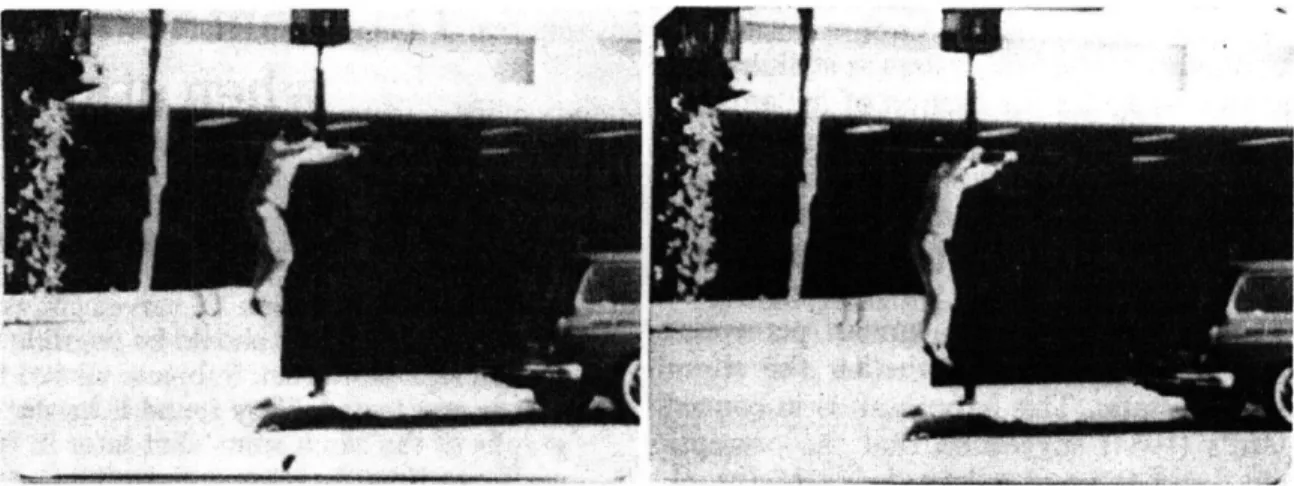 Figure  2.  An  example  of  a  stimulus  reprinted  from  (Freyd,  1983).  When  subjects  briefly viewed2an  image  like the one on  the  left, and  then  were tested with  a similar  image slightly  later (like  the  one  on  the  right)  or  slightly  