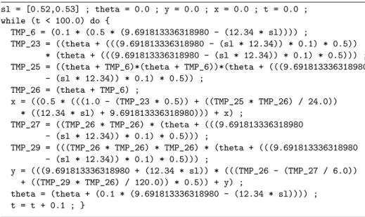 Fig. 3. Listing of the transformed Odometry program.