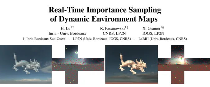 Figure 1: Time-varying light samples distribution for one pixel (cyan dot) on the dragon model when lit with a dynamic environment map [STJ ∗ 04]