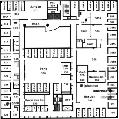 Figure 2.2:  The  RadioSpace Web-based dynamic map  showing users' physical  location