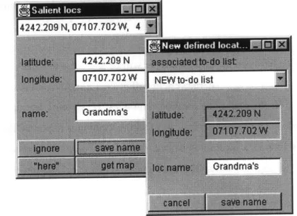 Figure 5.1:  Visual  interface components  used to name a virtual  location