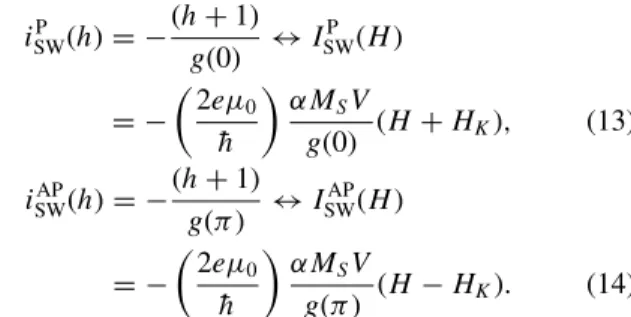 FIG. 6. (Color online) (a) Theoretical state diagram of a nanopillar spin valve with perpendicular magnetizations in the case of a uniaxial, macrospin, and 0 K approach in reduced coordinates (h = H /H K and i = αγ βI 0 H K )