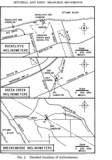 FIG.  2.  Detailed  locations  of  inclinometers. 