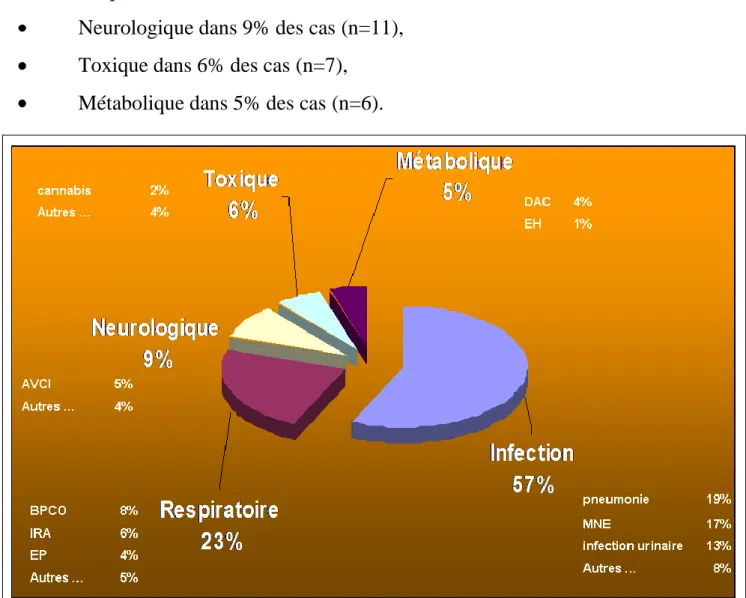 Figure 5.  Les diagnostics à l’admission 3.3.  Les paramètres à l’admission et lors du décès 